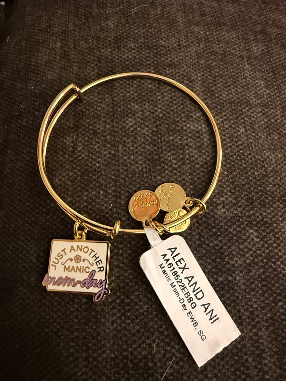 Alex and Ani Gold Tone 'Mom-Day' Enamel Charm Bangle